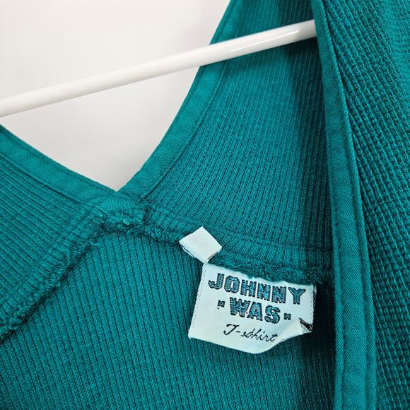 Johnny Was Maxi Dress Green Lagenlook Art to Wear Rare Y2k Drop Waist Size L - Picture 5 of 8